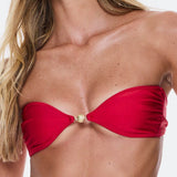 Strapless Cheeky Set - Cherry Red, top front detail